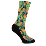 Exotic Tropical Pineapple Pattern Print Crew Socks