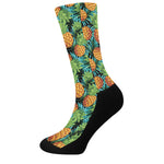 Exotic Tropical Pineapple Pattern Print Crew Socks