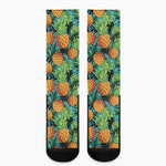 Exotic Tropical Pineapple Pattern Print Crew Socks