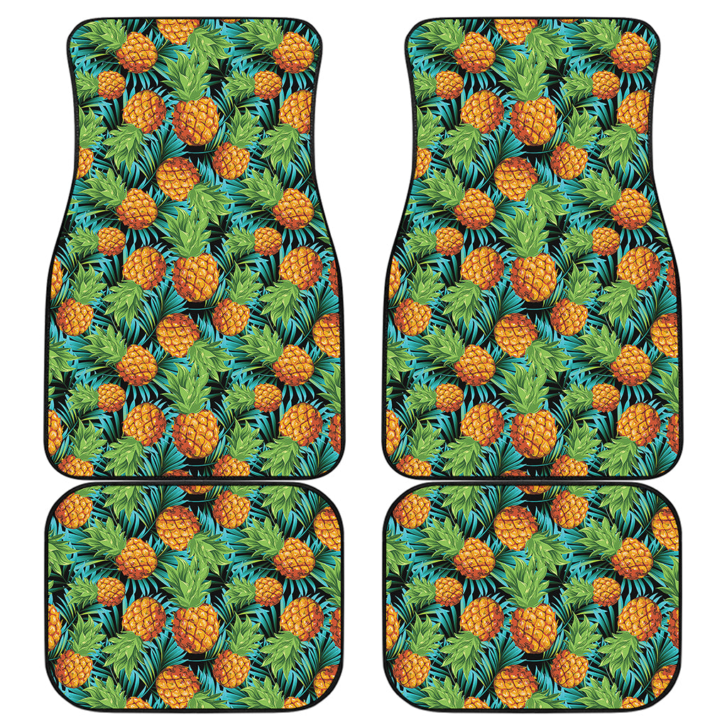 Exotic Tropical Pineapple Pattern Print Front and Back Car Floor Mats