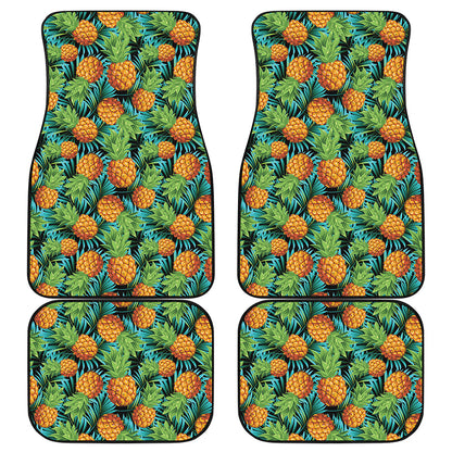 Exotic Tropical Pineapple Pattern Print Front and Back Car Floor Mats