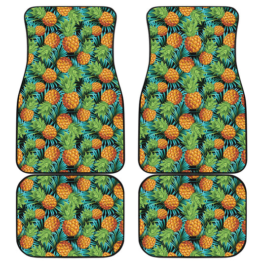 Exotic Tropical Pineapple Pattern Print Front and Back Car Floor Mats
