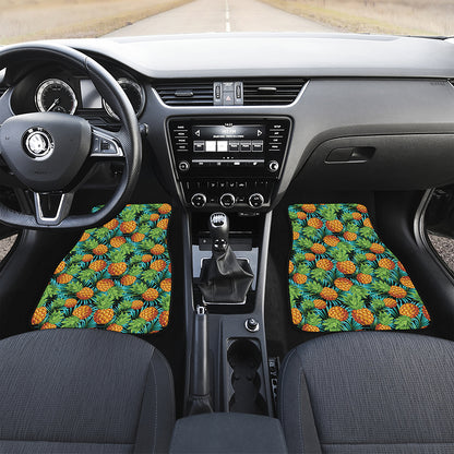 Exotic Tropical Pineapple Pattern Print Front and Back Car Floor Mats