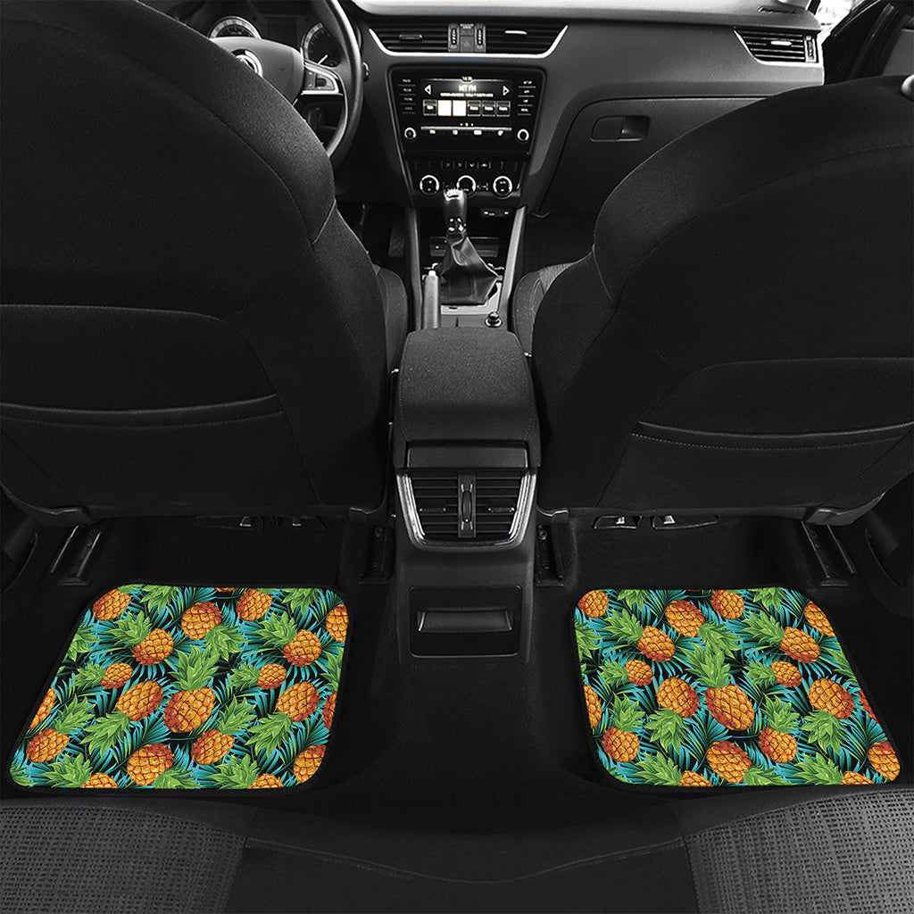 Exotic Tropical Pineapple Pattern Print Front and Back Car Floor Mats