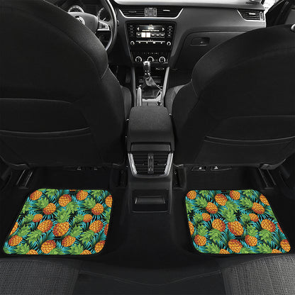 Exotic Tropical Pineapple Pattern Print Front and Back Car Floor Mats