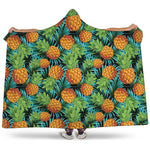 Exotic Tropical Pineapple Pattern Print Hooded Blanket