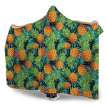 Exotic Tropical Pineapple Pattern Print Hooded Blanket