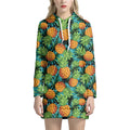 Exotic Tropical Pineapple Pattern Print Pullover Hoodie Dress