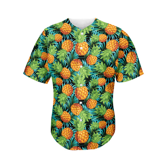 Exotic Tropical Pineapple Pattern Print Men's Baseball Jersey