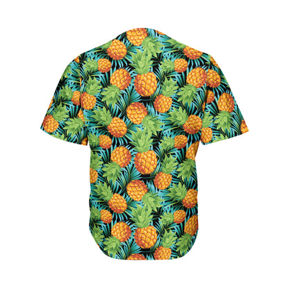 Exotic Tropical Pineapple Pattern Print Men's Baseball Jersey