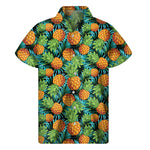Exotic Tropical Pineapple Pattern Print Men's Short Sleeve Shirt