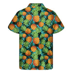 Exotic Tropical Pineapple Pattern Print Men's Short Sleeve Shirt