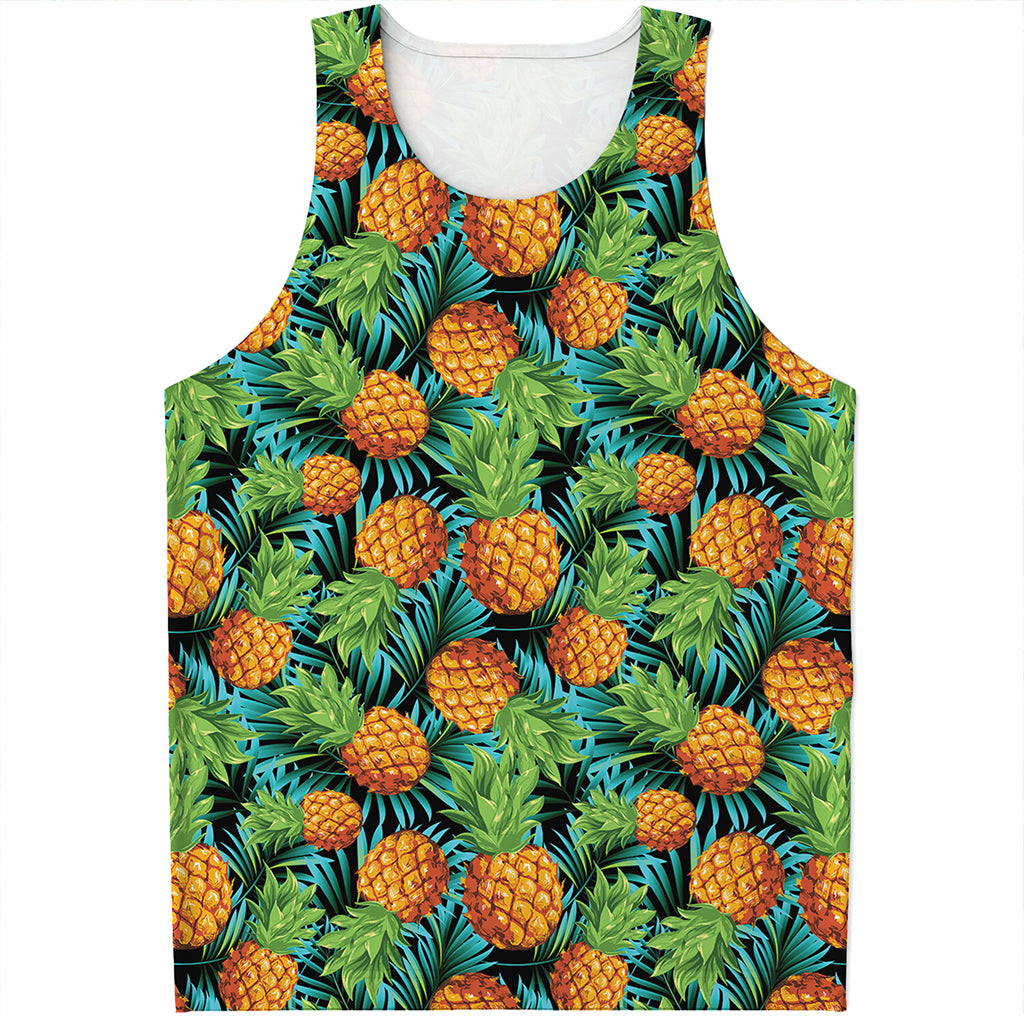 Exotic Tropical Pineapple Pattern Print Men's Tank Top