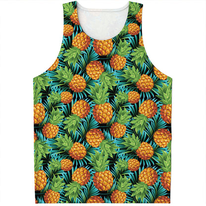 Exotic Tropical Pineapple Pattern Print Men's Tank Top