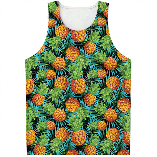 Exotic Tropical Pineapple Pattern Print Men's Tank Top