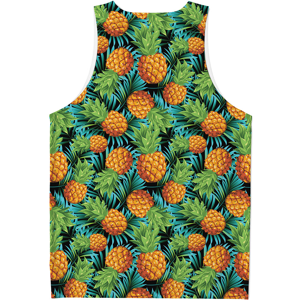 Exotic Tropical Pineapple Pattern Print Men's Tank Top