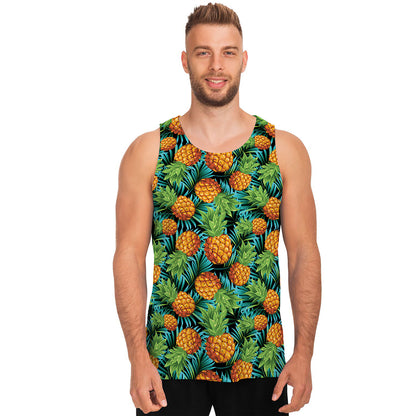 Exotic Tropical Pineapple Pattern Print Men's Tank Top
