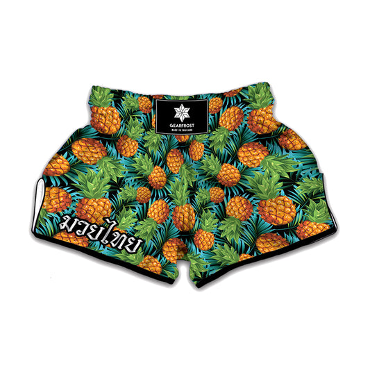Exotic Tropical Pineapple Pattern Print Muay Thai Boxing Shorts