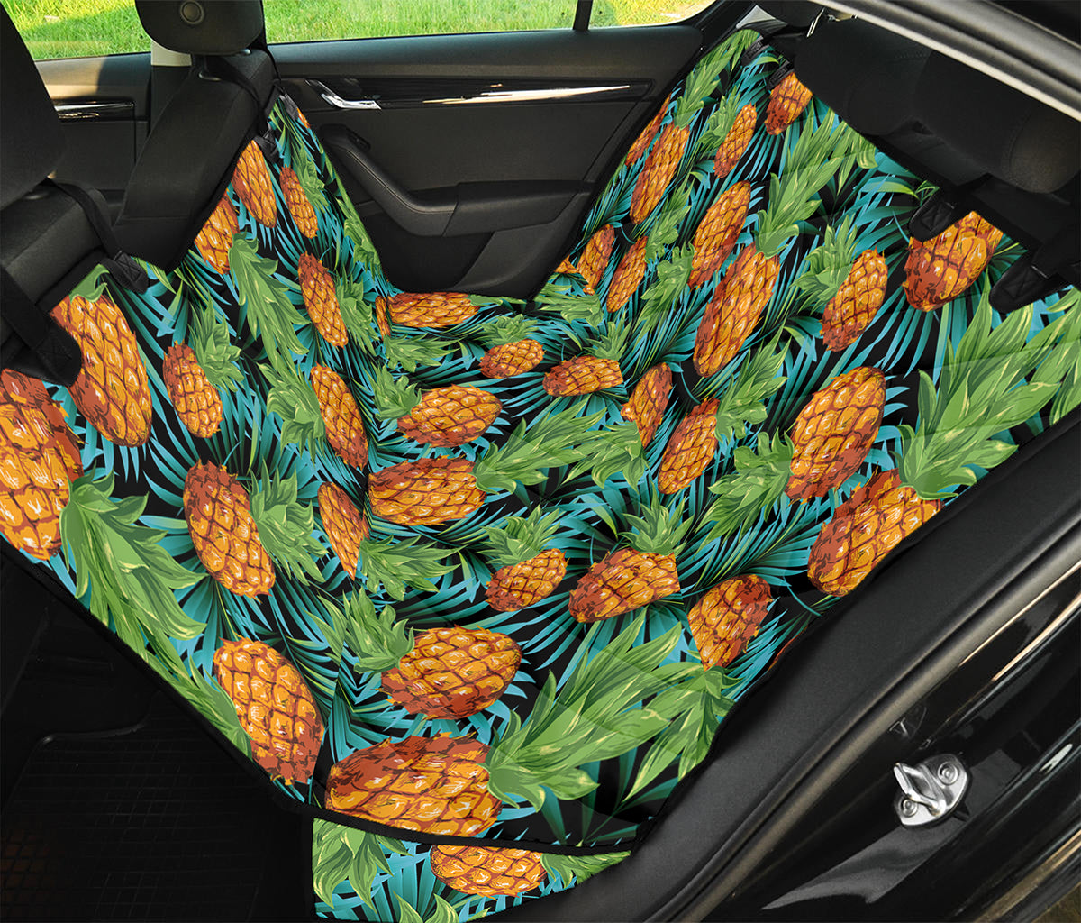Exotic Tropical Pineapple Pattern Print Pet Car Back Seat Cover