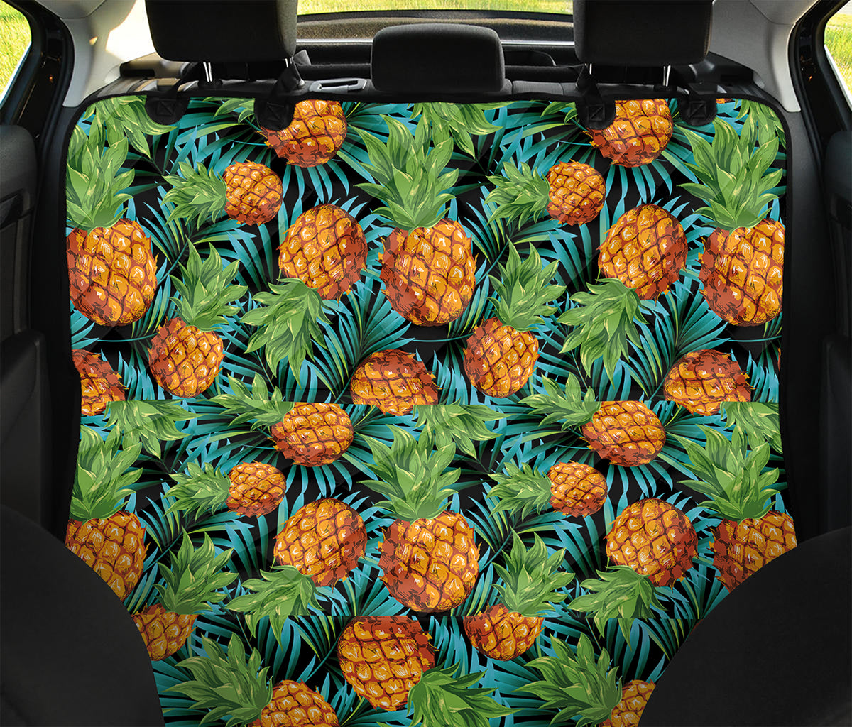 Exotic Tropical Pineapple Pattern Print Pet Car Back Seat Cover