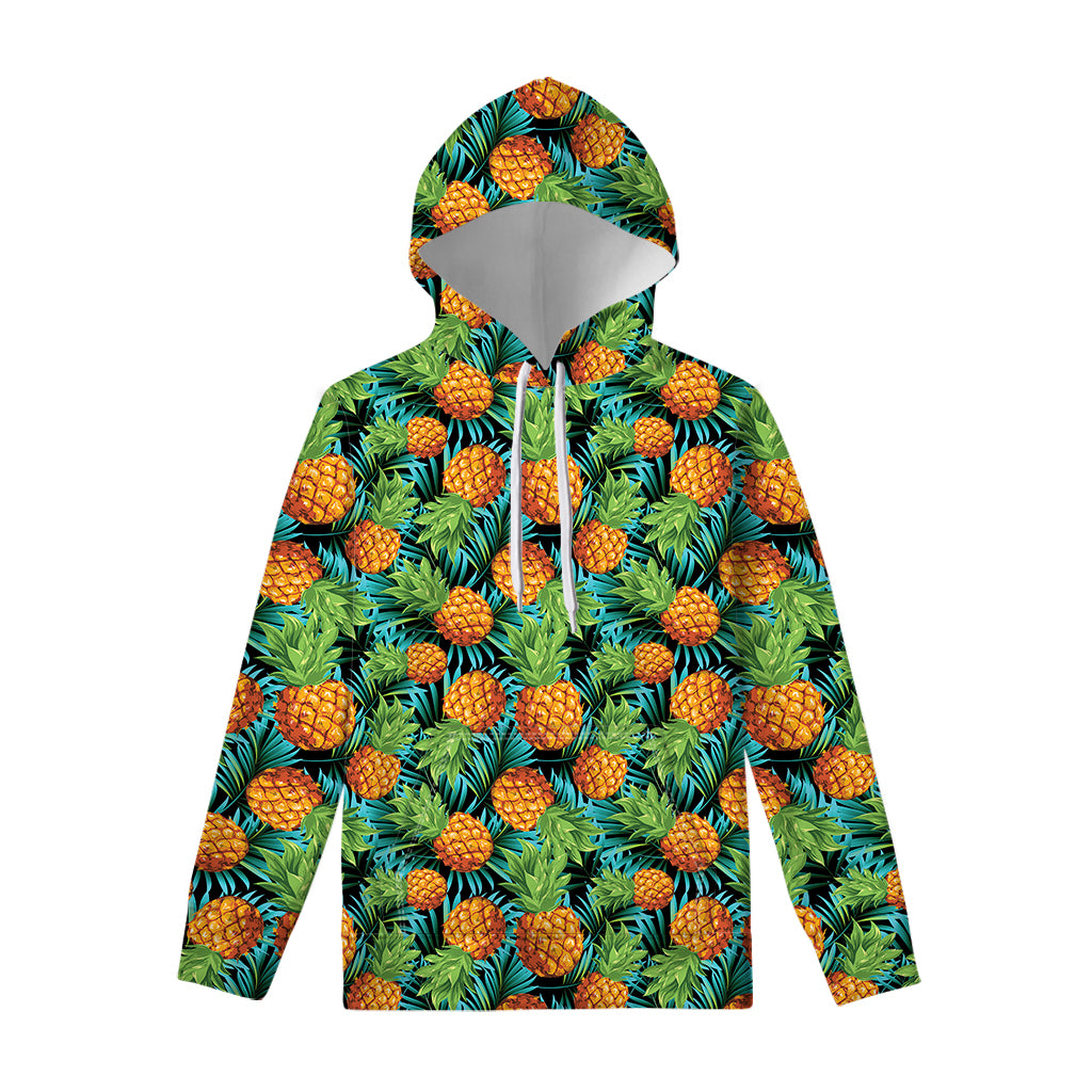 Exotic Tropical Pineapple Pattern Print Pullover Hoodie