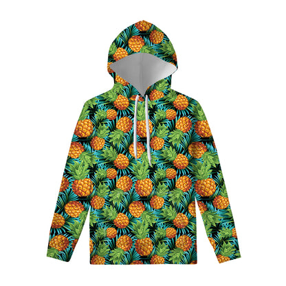 Exotic Tropical Pineapple Pattern Print Pullover Hoodie