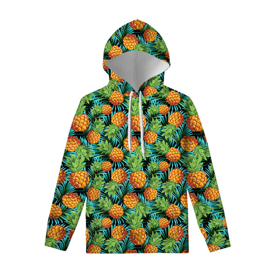 Exotic Tropical Pineapple Pattern Print Pullover Hoodie