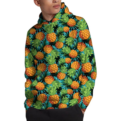 Exotic Tropical Pineapple Pattern Print Pullover Hoodie