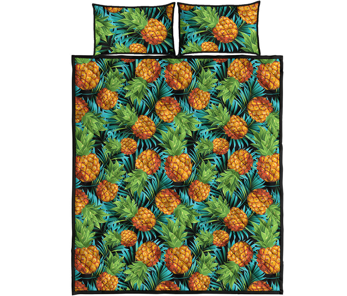 Exotic Tropical Pineapple Pattern Print Quilt Bed Set
