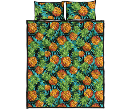 Exotic Tropical Pineapple Pattern Print Quilt Bed Set