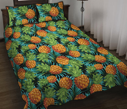 Exotic Tropical Pineapple Pattern Print Quilt Bed Set
