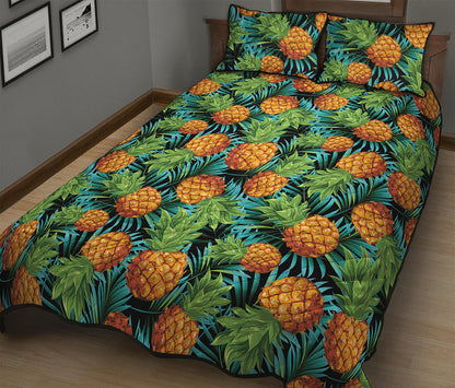 Exotic Tropical Pineapple Pattern Print Quilt Bed Set