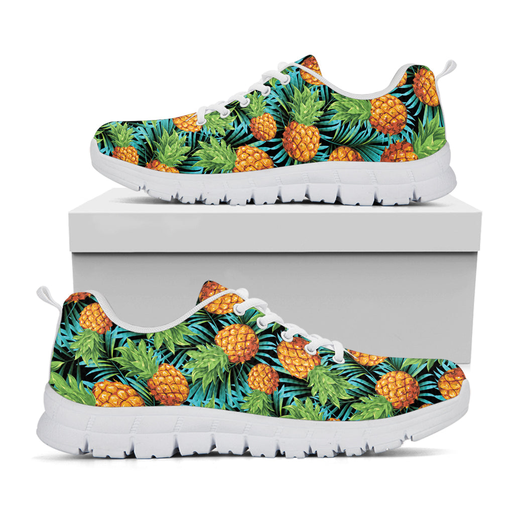 Exotic Tropical Pineapple Pattern Print White Sneakers