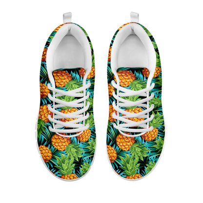 Exotic Tropical Pineapple Pattern Print White Sneakers