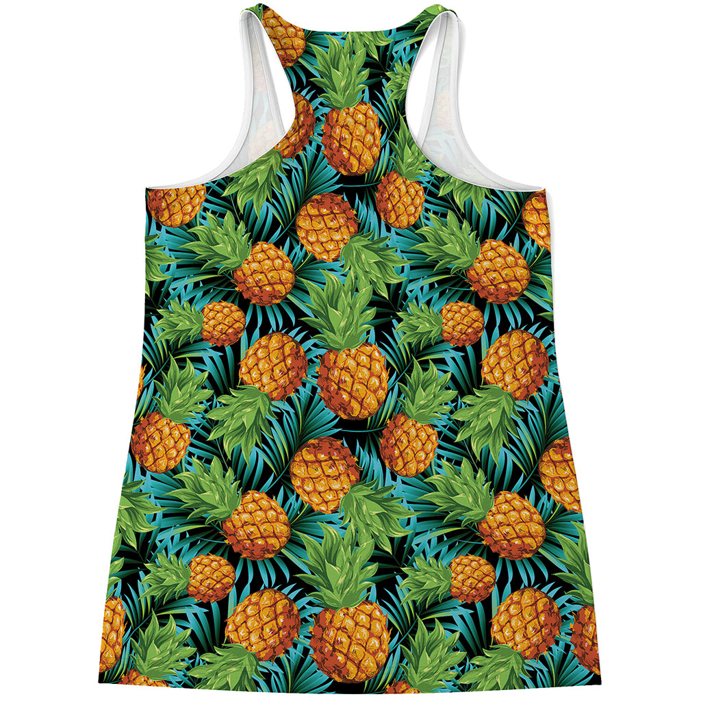 Exotic Tropical Pineapple Pattern Print Women's Racerback Tank Top