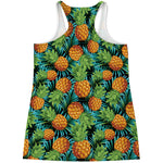 Exotic Tropical Pineapple Pattern Print Women's Racerback Tank Top