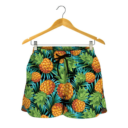 Exotic Tropical Pineapple Pattern Print Women's Shorts