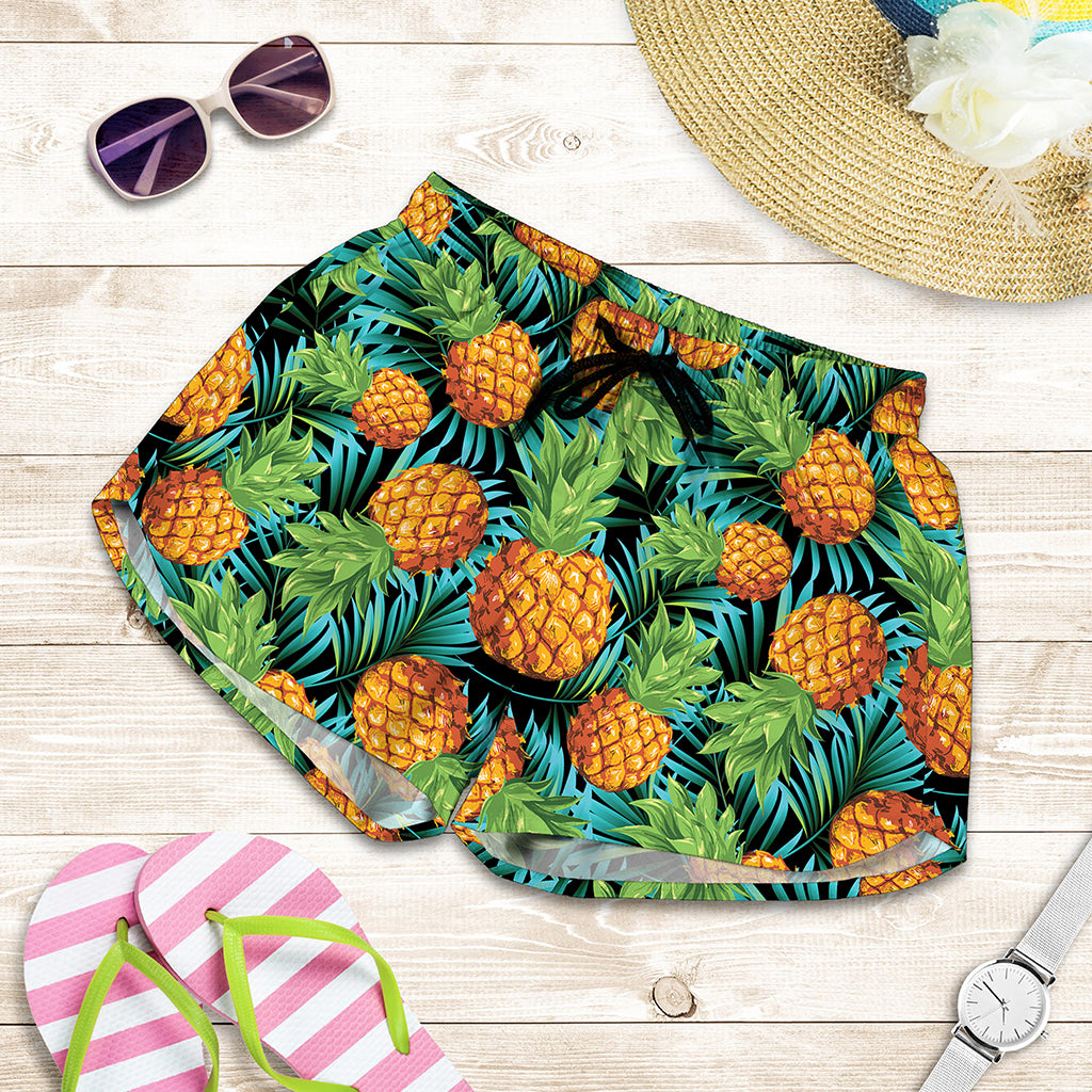 Exotic Tropical Pineapple Pattern Print Women's Shorts