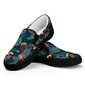 Exotic Tropical Toucan Pattern Print Black Slip On Sneakers