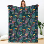 Exotic Tropical Toucan Pattern Print Blanket