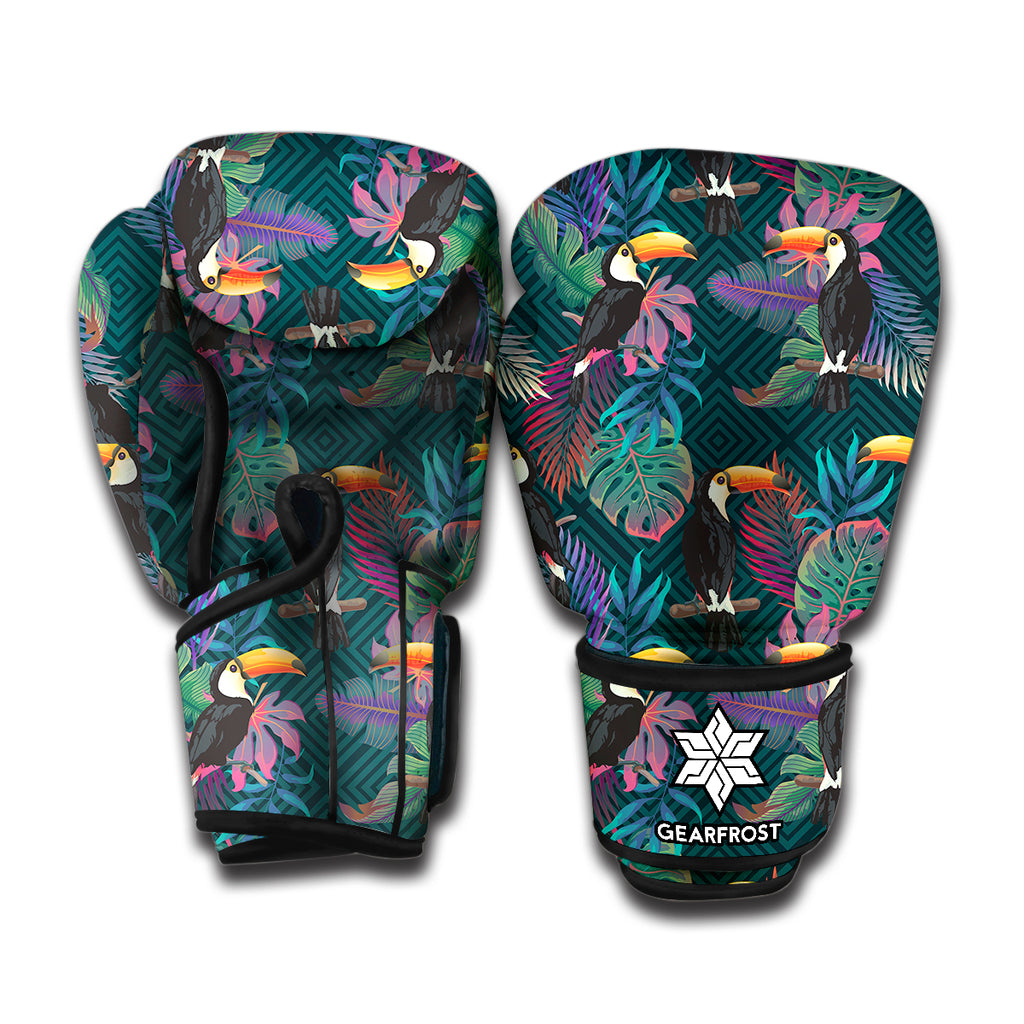 Exotic Tropical Toucan Pattern Print Boxing Gloves