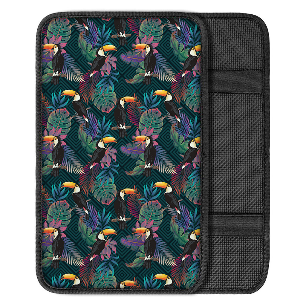 Exotic Tropical Toucan Pattern Print Car Center Console Cover