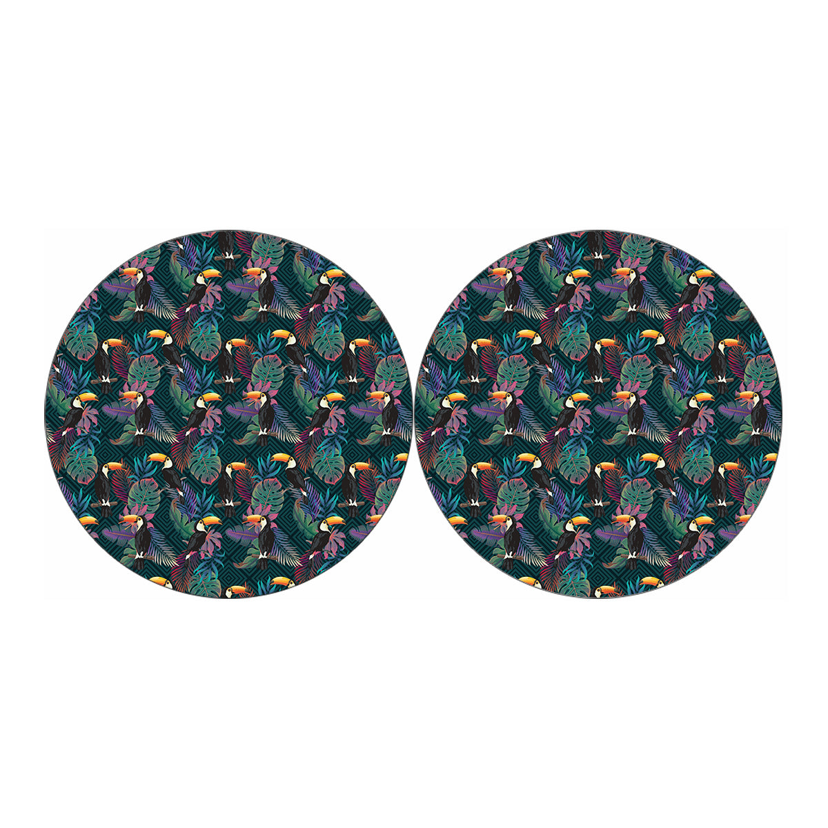 Exotic Tropical Toucan Pattern Print Car Coasters