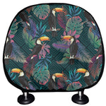 Exotic Tropical Toucan Pattern Print Car Headrest Covers
