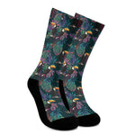 Exotic Tropical Toucan Pattern Print Crew Socks