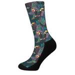 Exotic Tropical Toucan Pattern Print Crew Socks
