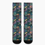 Exotic Tropical Toucan Pattern Print Crew Socks