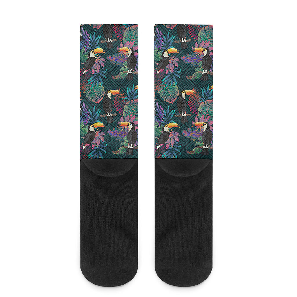 Exotic Tropical Toucan Pattern Print Crew Socks