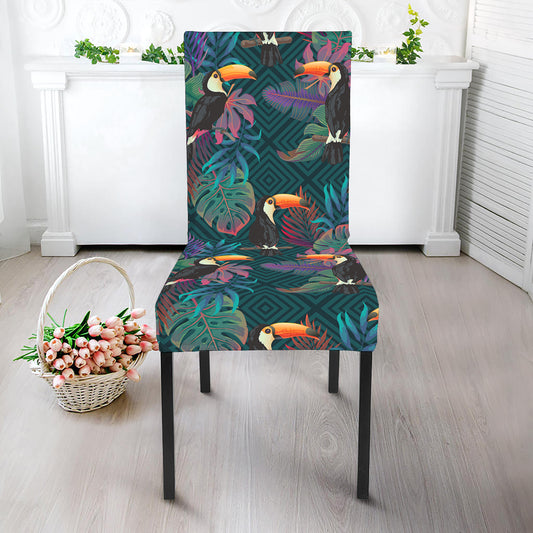 Exotic Tropical Toucan Pattern Print Dining Chair Slipcover