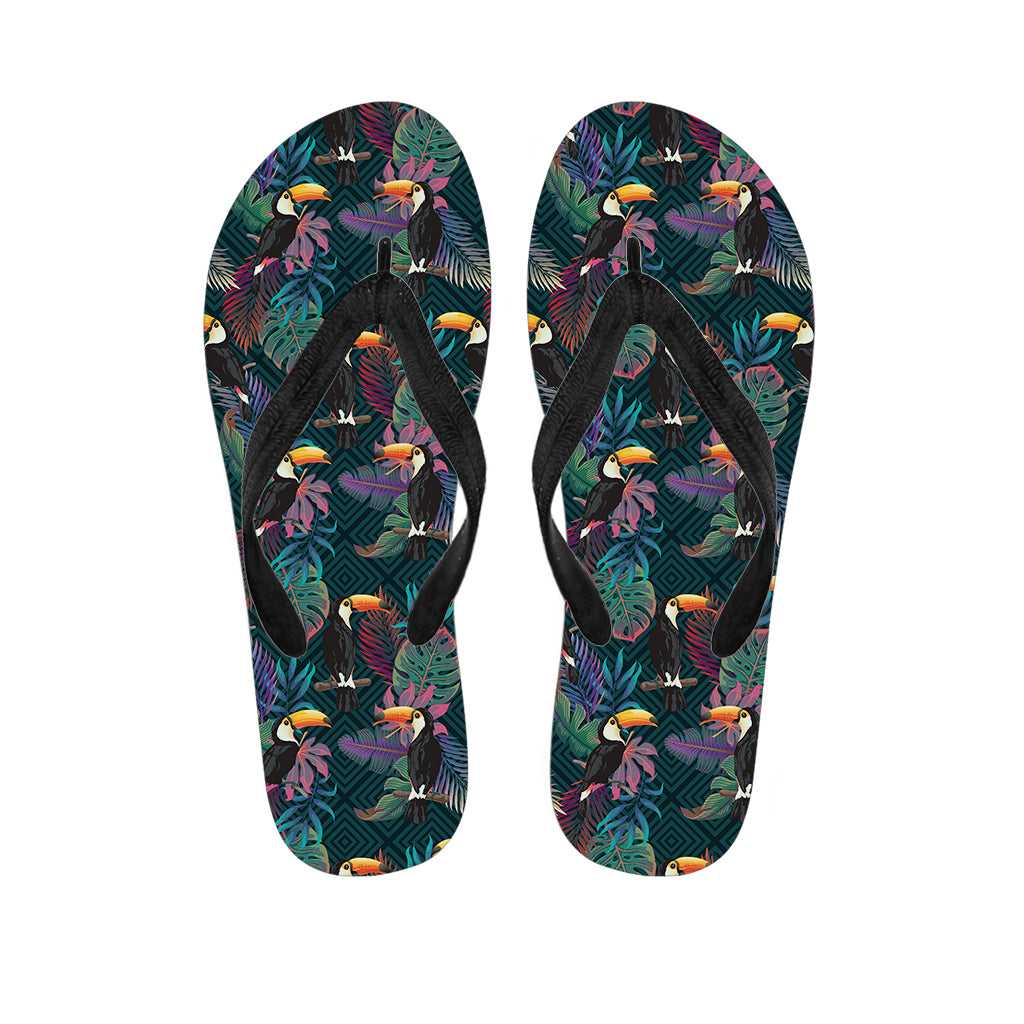 Exotic Tropical Toucan Pattern Print Flip Flops